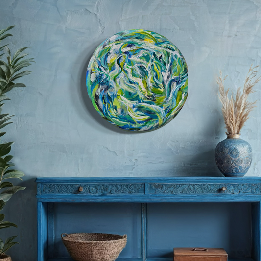 Making Waves - 20x20 Round Original Painting Acrylic on Canvas