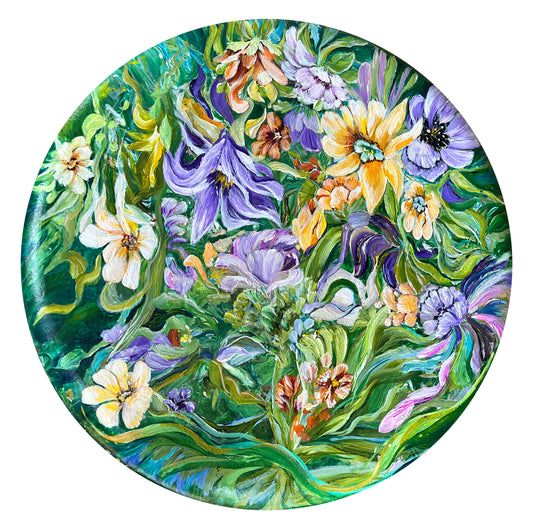 Tropical Bliss - 20x20 Round Original Painting Acrylic on Canvas