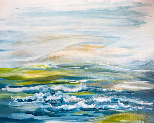 Waves 1 - 16x20 Original Painting Acrylic on Paper