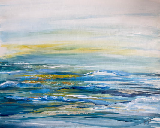 Waves 2 - 16x20 Original Painting Acrylic on Paper