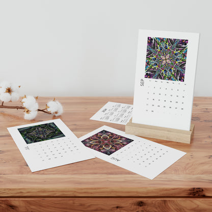 Vertical Desk Calendar with Geometric Art (2024)