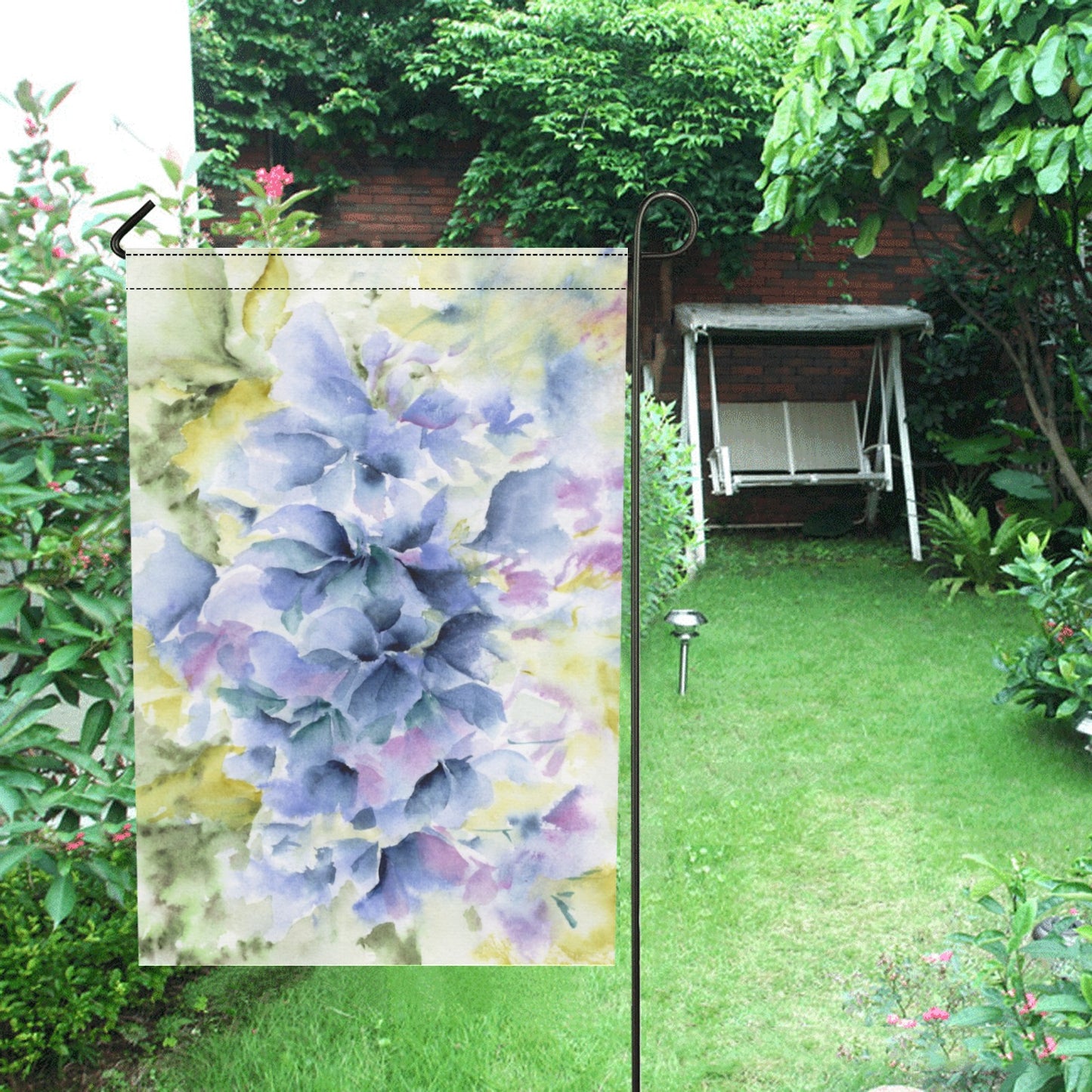Small Garden Flag Blue Flowers 12"x18" (Twin Sides)