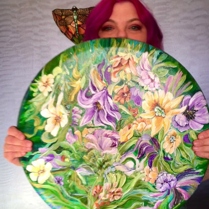 Tropical Bliss - 20x20 Round Original Painting Acrylic on Canvas