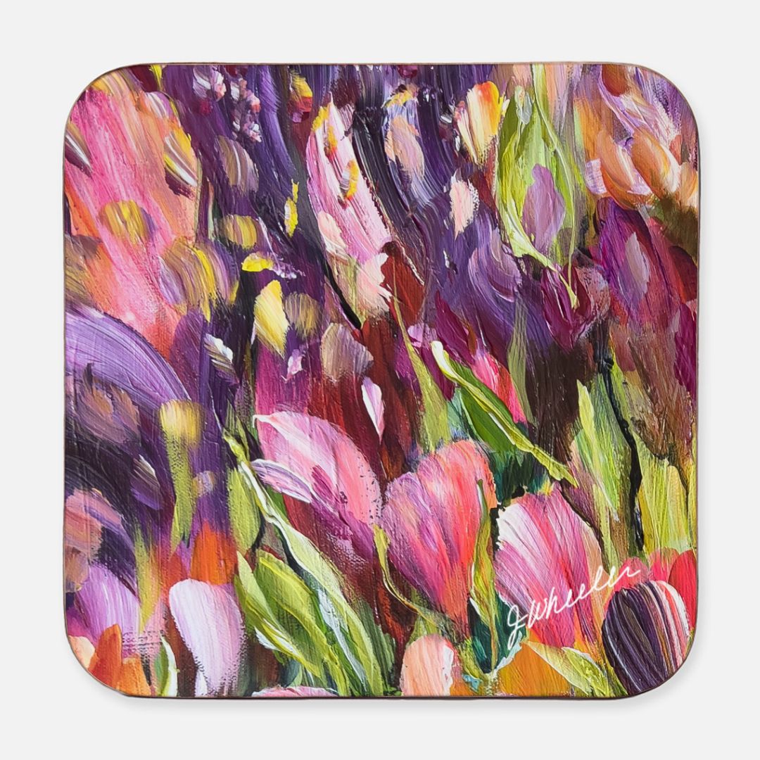 Vibrant Tulips Coaster Hardboard Back (Square) 4PK